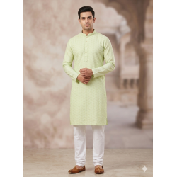 Lakhnavi Kurta - Mint