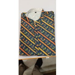 Red Blue Square Printed Kurta